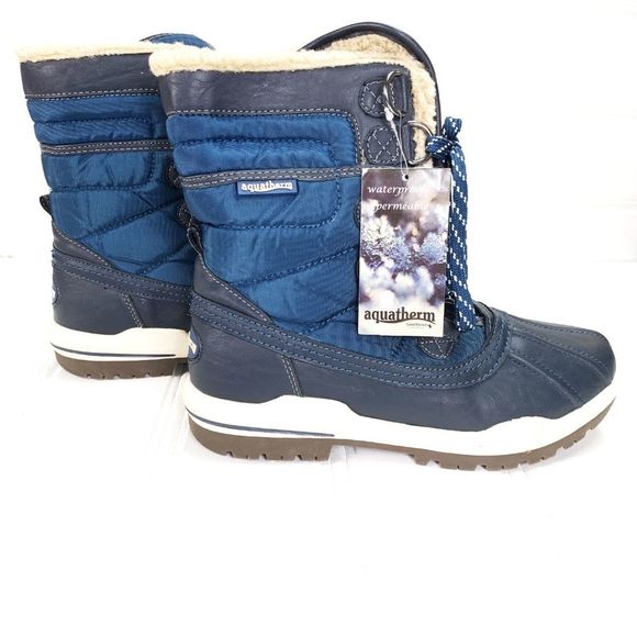 Aquatherm Santana Canada 8 M Camp Waterproof Shearling Duck Boots Blue Winter - Picture 1 of 8